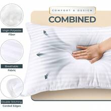 Utopia Bedding - Juego de 2 almohadas para dormir tamaño Queen blanco calidad de hotel refrescante para dormir de espalda estómago o lateral - blanco - Ver 4