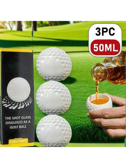 3pcs Plastic Golf Ball Shaped Water Cups - Individually Packaged, Reusable, Moon Pattern Golf Ball Design, Ideal Gift For Golfers