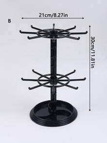 1个/2个透明双层旋转首饰展示架，适用于手链、项链、吊坠以及女士日常发饰，如发夹、发圈、发带等。大容量黑色收纳架，可用于梳妆台、客厅、卧室、商店柜台展示。 - 彩色 - 查看 3