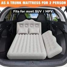 Car Air Mattress Bed: Inflatable Back Seat Air Mattress For Car, Thickened Camping Sleeping Pads With 2 Pillows & Air Pumps, Fits Sedan/Truck/SUV, Grey,37105545 - 深灰色 - 查看 2