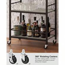 Bar Cart - Serving Cart For Home - Microwave Cart, Drink Cart, Mobile Kitchen Shelf With Wine Rack And Glass Holder, Rolling Beverage Cart BC01BG030 - Hy Lạp - Xem 5