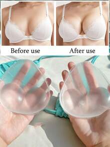 1对优雅硅胶胸垫 - 隐形、可重复使用、加厚设计，适用于比基尼挂脖式文胸，增强无痕内衣效果，柔软舒适的女士内衣配件 - 彩色 - 查看 2