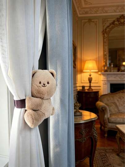 Söt klätterbjörn och kanin gardinklämmor, bedårande design, kreativ gardinfästedekor, läkande mjuk inredning för sovrum och vardagsrum