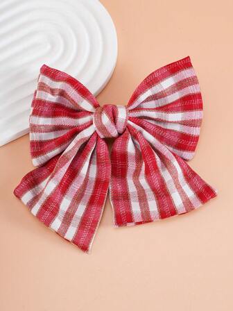 1 pieza Lazo grande a cuadros rojos para niña, lazo a cuadros rosa y marrón, de moda y lindo para uso diario