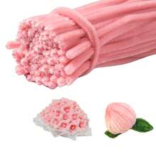 100/200/300 根粉色毛根条，粗毛根条，粉色毛根条工艺品毛根条，工艺品材料，粗工艺棒，蓬松毛线装饰项目，用于艺术和工艺项目创意 DIY 装饰（粉色） - 彩色 - 查看 3