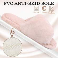 Rosoz Women's Soft Pl 11ush Fuzzy Slippers Memory Foam Anti-Skidsssss Sole House Bedroom Shoes Indoor Outdoor Open Toe FSandssals,Pink1112Women910Men - 粉紅1112女款910男款 - 查看 5
