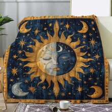 Retro Moon, Star And Sun Printed Blanket,Super Soft Flannel Printed  Blanket,As Birthday Gifts, Family, Wedding, Souvenir Blankets, Polyester Blankets Suitable For All Seasons, Washable, Machine Washable, Lightweight, Breathable, Comfortable, Warm, Unique, 280gsm For Him, Her Personalized Ideal Gifts For Her, Him, Family, Boyfriend, Girlfriend, Father, Family, Mother, Lover, Daughter, Son, Grandfather, Grandmother, Teacher,Doctor, Nurse,Friend, Classmate, Pet. Perfect Nap, Camping, Travel, Home, Daily Life, Office Decoration, Birthday, Anniversary, Valentine's Day, Thanksgiving, Graduation Season,Christmas, Halloween, Mother's Day, Father's Day, Wedding, New Year Gifts ,Sofa,Bed,Car,Bedroom,Living Room,Office,  Outdoor Camping, Beach,Wall Decoration - 多色14 - 查看 4