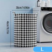 1个大容量洗衣篮，千鸟格图案装饰，节日装饰，房间装饰，家居装饰，卧室装饰，收纳整理，白色T恤，黑色裤子，女士冬季服装，连衣裙，女士冬季服装，优雅女士连衣裙，白色长袖衬衫，白色连体裤，春季连衣裙，春季服装，春季，春季服饰，简约风格，夏季上衣 - 黑與白 - 查看 11