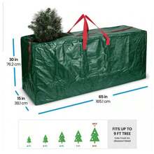 Christmas Tree Storage Bag - Suitable For Christmas Dismantling Trees Up To 9 Feet Long, Equipped With Durable Reinforced Handles And Double Zippers - Waterproof Material To Prevent Dust And Moisture (Green) - 綠色 - 查看 7