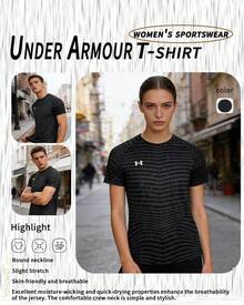 Under Armour 男女通用短袖针织T恤，适合户外健身训练，24500510-001 - 黑色 - 查看 1