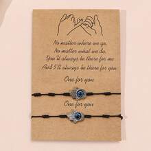 2pcs/Set Alloy Palm Friendship Bracelets, Retro Braided Couples Bracelets, Turkish Evil Eye Bracelets - Multicolor - View 11