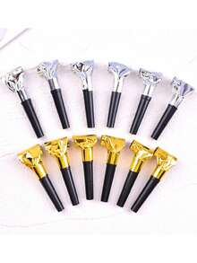 8 piezas de sopladores de fiesta y creadores de ruido, dispositivos de soplado para agregar una atmósfera alegre a las celebraciones de cumpleaños, diversas ocasiones y fiestas de cumpleaños, mini trompetas doradas, regalo del Día de San Valentín, regalo de cumpleaños, artículos de fiesta - Multicolor - Ver 1