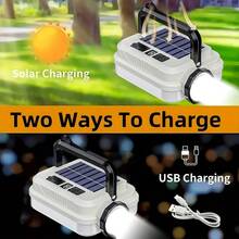 Portable Ultra Bright Multifunctional Solar Flashlight, High Lumen Handheld Flashlight, Built-In 2400mAh Lithium Battery With Hidden Hook, Long-Lasting Battery Life, 8 Lighting Modes, Suitable For Power Outage Emergency, Mobile Phone Charging, Camping, Mountain Climbing, Fishing, Halloween Party Gifts, Christmas Gifts, Surprise Gifts - 冷白色 - 查看 5
