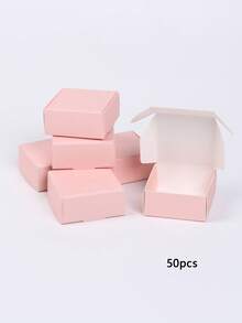 50个粉色牛皮纸盒，迷你牛皮纸礼品盒，小纸盒，飞机造型粉色迷你包装盒，多用途珠宝包装盒，适用于戒指、耳环、婚礼、生日、节日、圣诞节、珠宝制作展示、包装用品、派对礼品DIY礼盒 - 粉色 - 查看 12