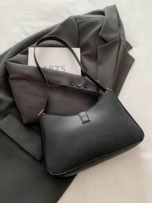 Stylish Women's Handbags, Solid Color Shoulder Bags, Simple And Classic Women's Crossbody Bags - 黑色 - 查看 5