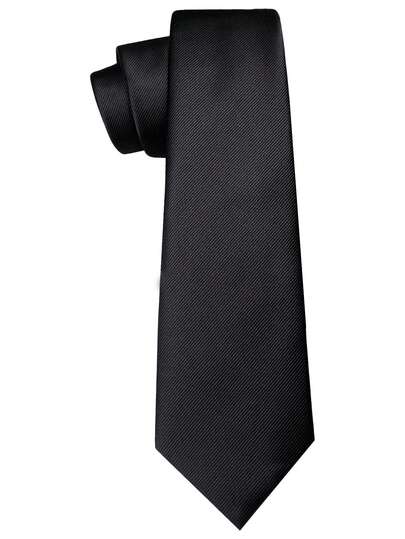 1pc Men's Tie, Fashionable Solid Color Thin Diagonal Tie, Formal Business Black Tie, Suitable For Business And Formal Matching