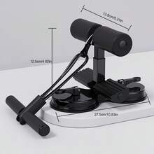 Soporte portátil para el piso, con cuerda y 2 ventosas fuertes para abdominales, barra de dominadas, almohadilla adhesiva, soporte ajustable para pies para muslo, entrenamiento para oficina, hogar - Negro - Ver 4