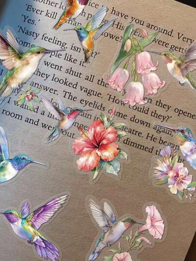 50/150/250/500张蜂鸟贴纸，可用于手机壳、剪贴簿、手账、行李箱、吉他、滑板、平板电脑、杯子装饰