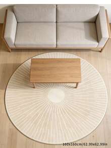 1pc Cream Striped Round Area Rug, Suitable For Bedroom, Living Room, Study, Wardrobe, Bedroom Carpet, Modern Home Decor, Decorative Rug, Bedroom Decor, Small Rug, Carpet, Home Decor, Living Room Carpet, Living Room Small Rug, Bedroom Carpet, Living Room Home Decor, Outdoor Rug, Washable Rug, Plush Rug, Thick Rug, Fluffy Rug, Autumn/Winter Rug - Multicolor - View 7