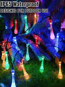 1 pièce Guirlande lumineuse solaire d'extérieur - 8 modes, 5 m/20 LED, 7 m/50 LED, IP65 étanche, 8 modes d'éclairage, guirlande lumineuse solaire à gouttes d'eau, convient pour les jardins, les cours, les fêtes, les pubs, les entreprises, les maisons, les pelouses, les mariages, les balcons, les pavillons, les fêtes, les anniversaires, le camping, les festivals, la décoration de la Saint-Valentin (multicolore/blanc chaud/blanc) Guirlande lumineuse de jardin d'extérieur - Marron - Voir 4