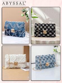 Spring 2026 Women's Tie Dye Denim Crossbody Bag -Inspired Quilted Chain Bag For Travel & Date,High Quality Spring Denim Shoulder Bag Unique Tie Dye Small Square Bag Perfect For Gift & Holiday,Shoulder Bag Ideal Gift For Her & Daily Use,Viral  Style Bag! Quilted Zebra Tie-Dye Denim Crossbody Bag For Women, Multiway Chain Strap Shoulder Purse | Y2K Must-Have,Unique Design Tie Dye Denim Underarm Bag High Quality Chain Shoulder Bag Versatile For Jeans & Dresses,Valentine's Day,[US Local Warehouse] - 彩色 - 查看 2