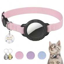 Breakaway Reflective Cat Collar With AirTag Holder, Ultra-Light Safety QR ID Tag + Bells For Cats & Kittens