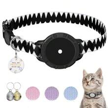 Breakaway Reflective Cat Collar With AirTag Holder, Ultra-Light Safety QR ID Tag + Bells For Cats & Kittens