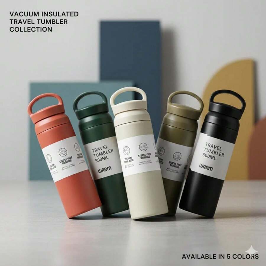 Termo de acero inoxidable con tapa hermética y aislamiento al vacío – Botella térmica reutilizable para café, té o agua, ideal para mantener la temperatura en oficina, gimnasio y viajes 2KOK - BLANCO - Ver 1