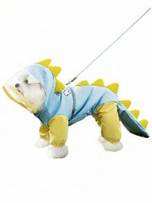3D Dinosaur & Dog Raincoat, Fully Waterproof, Covers Whole Body Including Legs And Tail, Transparent Visor, Reflective Stripes And D-Ring Leash Hole, Suitable For Spring/Summer/Fall/Winter, Green/Blue Color, Fits Small To Medium Dogs (Chihuahua, Toy Poodle, Maltese) - Multicolor - View 12