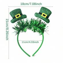 1件圣帕特里克节爱尔兰头箍，三叶草亮片+绿色帽子元素节日头饰，派对氛围装饰头箍，爱尔兰节日主题服装配饰 - 彩色 - 查看 12