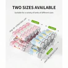 Organizador de latas de soda paquete de 2 organizadores automáticos de latas enrollables para refrigerador dispensador de latas de doble tamaño para almacenamiento de nevera y despensa organizador - Transparente - Ver 2