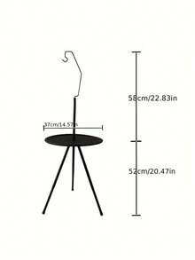 1pc Outdoor Foldable Round Table With Dual Layers, Lamp Holder, Lightweight Adjustable Height Portable Camping/Picnic Table (Note: Lamp Not Included, Only The Lamp Holder)