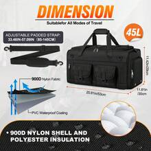 Convertible Travel Backpack & Duffel Bag, 3-In-1 Carry On Garment Luggage With Shoe Compartment, Waterproof Weekender Bag With Laptop Sleeve & Shoulder Strap For Men Women - màu đen - Xem 2
