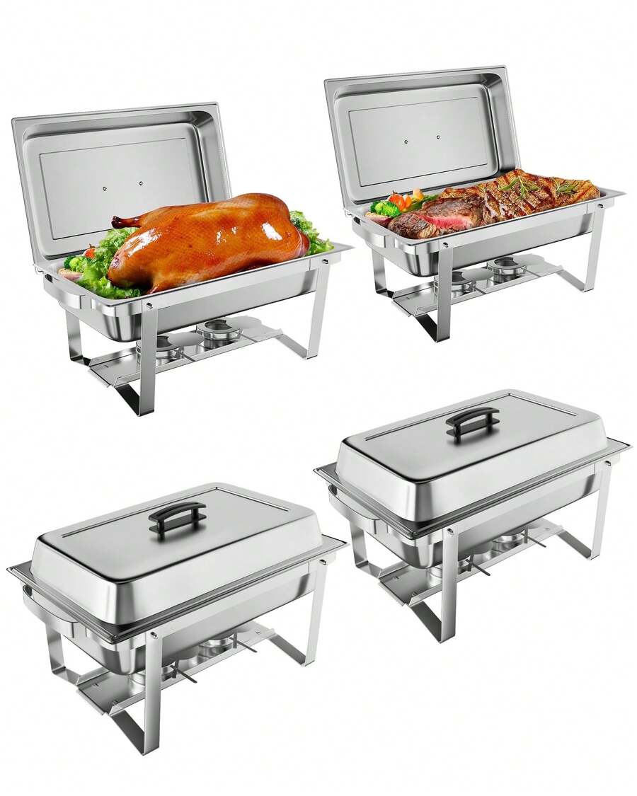 Techigher Chafing Dishes For Buffet 2/4/6 Pack, 8QT Food Warmers For Parties Buffet, Chafing Dish Buffet Set With Folding Frame For Any Party - 4 Pack - View 1