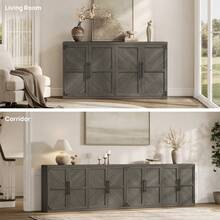Aparador SICOTAS con 4 puertas, aparador moderno con almacenamiento y estantes ajustables, gran gabinete de almacenamiento tipo credenza - Gris ceniza - Ver 6