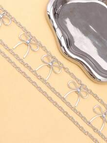 1pc Sweet & Cool Bow Pendant Pants Chain, Multi-Layer Alloy Pants Chain, For Teenagers