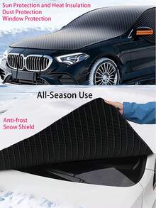 Universal Half Car Cover, Waterproof Oxford Fabric, 450/520cm, All-Weather Sun Protection, Anti-UV, Anti-Snow, Anti-Frost, With Top Canopy, Suitable For Sedans And SUVs - Black - View 9
