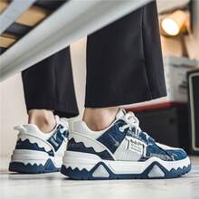 New Canvas Shoes Women Casual Shoes Low-Top Breathable Casual Sneakers Versatile Thick Sole Sneakers - White and Dark Blue - View 4