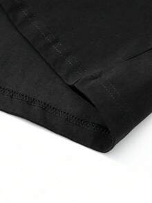 男士休闲纽约标语字母数字印花圆领短袖T恤，适合日常穿着 - 黑色 - 查看 5