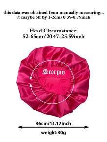 2pcs Black & Rose Red Constellation Printed Bonnet Set, Personalized Wide-Brimmed Satin Elastic Sleeping Hair Caps For Curly & Straight Hair - Black + Rose Red - Zodiac Sign (SM05 + SM10-1) - View 3