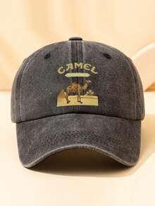 1pc Unisex Casual Baseball Cap, Vintage Washed Solid Color & Printed, Suitable For Daily Wear And Sports Matching