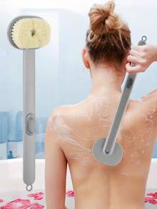 2支装液体沐浴刷，去死皮背部磨砂刷，带挂环，独立刷头，内置沐浴露储液罐，是深度清洁和按摩的理想之选