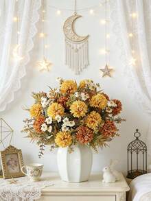 1/80pcs 11.81 Inch Artificial Flowers, Hydrangea, Daisy, Mixed Floral, Fake Plants, Suitable For Spring Wedding, Bridal Shower, Home DIY Decor, Party Table Decor, Home Decor, Valentine's Day Decor, Wedding Arch Decor, Room Decor, Kitchen Decor, Dining Table Centerpiece, Office Decor, Valentine's Gift, Ramadan Decor - Yellow - View 5
