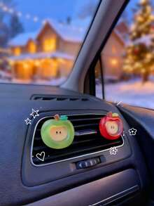 卡通苹果汽车空气清新夹，创意苹果造型汽车出风口香薰夹，汽车装饰配件 - 蘋果 - 查看 3