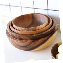 1个檀香木水果沙拉碗，日式饭碗，斋月限定木制餐具，厨房用具，木制汤碗，木制水果盘沙拉碗，方形木碗，厨房和餐厅餐具，可盛放蔬菜和小吃。（手工制作，木材上的黑点和细微瑕疵属于正常现象。如果您介意，请勿购买。） - 彩色 - 查看 3