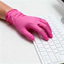Mănuși de nitril de unică folosință, fără latex și fără pudră, roz, fără cutie de ambalare, mănuși de curățenie durabile, impermeabile, antistatice, mănuși multifuncționale, mâneci pentru degete din in, potrivite pentru vopsirea părului, înfrumusețare, pictură, meșteșuguri, curățenie casnică, bucătărie, baie, decorațiuni interioare, cadouri de sărbători, cadouri de petreceri. Mărime: S, M, L, XL - roz închis - Vizualizare 7