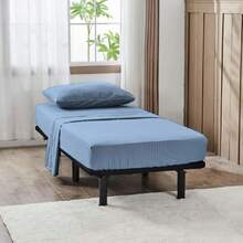 30x75x9 Striped 3 Piece RV Bunk Sheets Set For Narrow Twin Bed Soft Brushed 1800 Microfiber Bedding Set Includes 1 Cot Size Fitted Sheet 1 Flat Sheet 1 Pillowcase Cot Blue,37104323 - 藏蓝色 - 查看 5