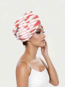 1/2pcs Spring/Summer Easter Mother's Day Watermelon Striped Bathrobe Set, Women's Ultra-Soft Fiber Hair Towel & Body Wrap Set, Women's Hair Towel Wrap, Women's Bath Towel, Hair Towel, Women's Face Towel - Multicolor - View 8
