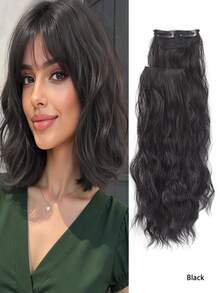 10-14英寸水波纹夹式接发片 | 隐形无缝顶部假发片，适合细软发质，耐热卷曲合成纤维，瞬间增加发根蓬松度 - 彩色 - 查看 11