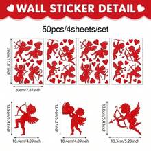 25pcs (2 Sheets) Valentine's Day Red Cupid Window Stickers Decor, Heart Stickers Decor, Happy Valentine's Day Cupid Gifts For Home, Office, Classroom, Pink Wedding Romantic Sticker Decorations - Multicolor - View 3